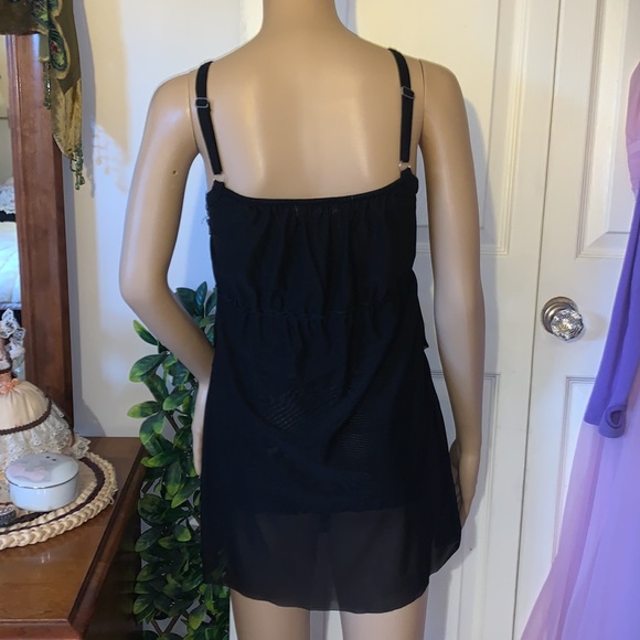 Black ruffle roses layered rhumba ruffles tunic mini dress tank top S - Picture 7 of 11